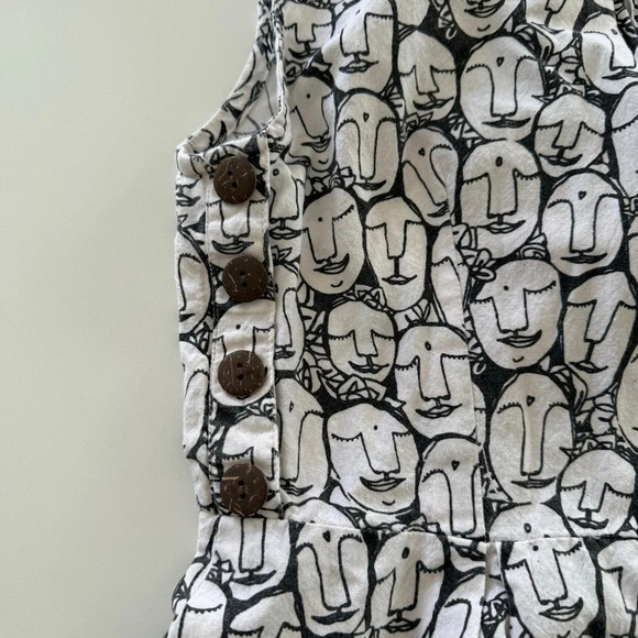 Mata Traders- 100% Cotton- Black and White- Face Print Dress- Ethical- Unique- M - Picture 3 of 13